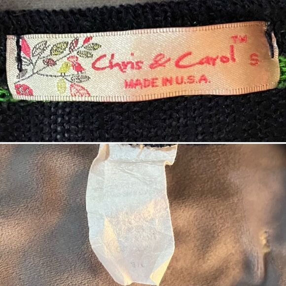 Chris & Carol Open Knit Dolman Short Sleeve Green Stripe Sweater Navy Blue S - Picture 10 of 11